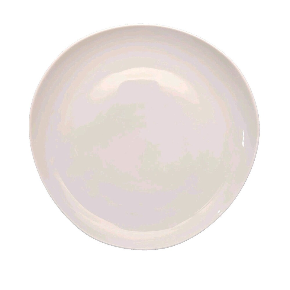 West Elm Plate Organic Shaped White Porcelain 11.25” Dinner Wave Curved Edge